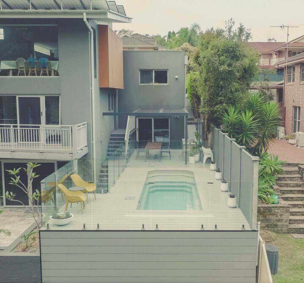 Pool Surrounds Landscaping Fletcher Aerial View Of Pool And Decking