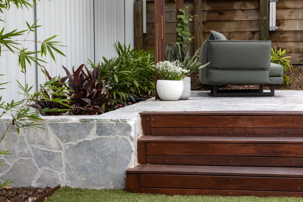 Pergola Entertainment Area Plants Steps Decking Pave Outdoor Furniture