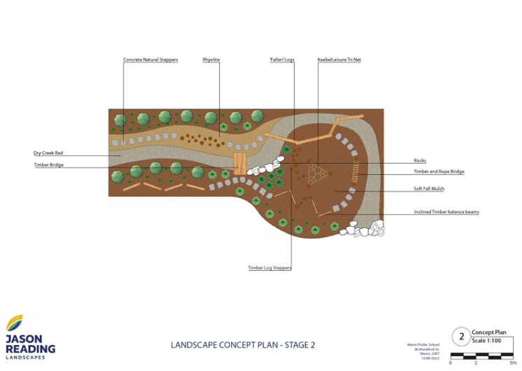 School natural playspace designed by Jason Reading Landscapes in Newcastle
