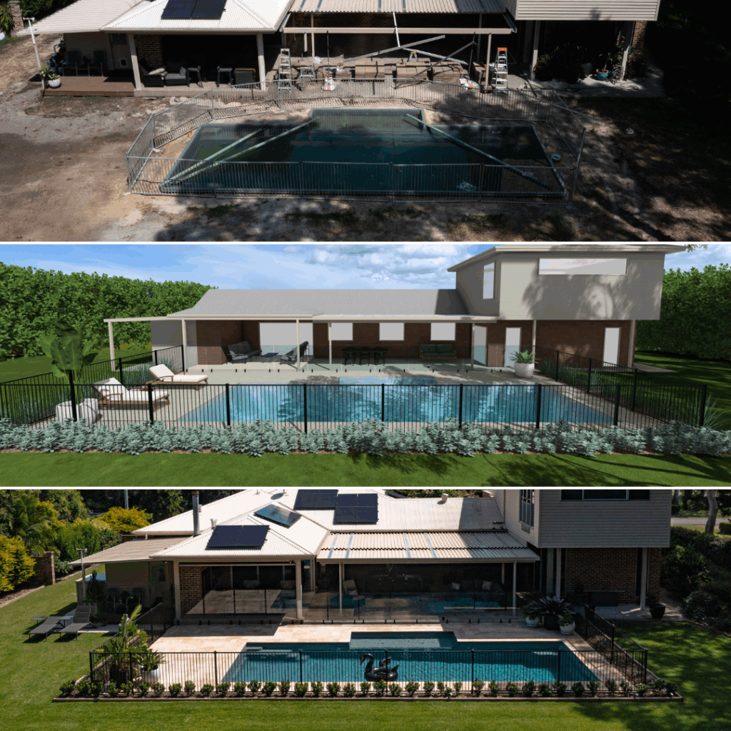 one-mile-landscape-design-before-during-and-after-port-stephens-landscaping-pool-surrounds