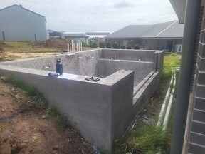 Louth Park landscaping project before construction of pool surrounds, paving, entertainment area and decorative screening.