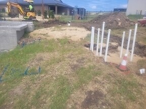 Louth Park landscaping project before construction of pool surrounds, paving, entertainment area and decorative screening.