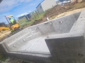 Louth Park landscaping project before construction of pool surrounds, paving, entertainment area and decorative screening.