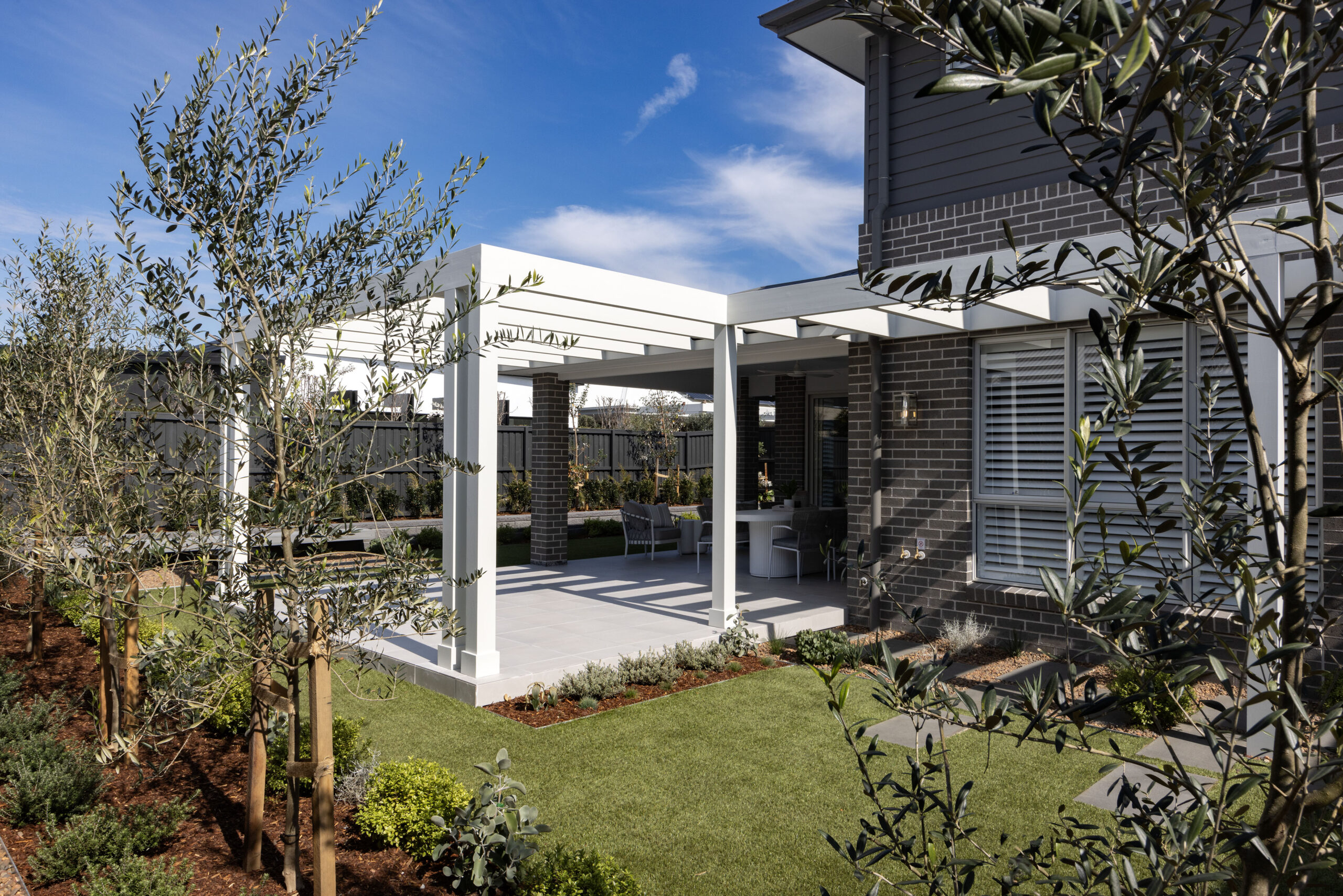 Pergola entertainment area landscaping project Hunter Valley NSW