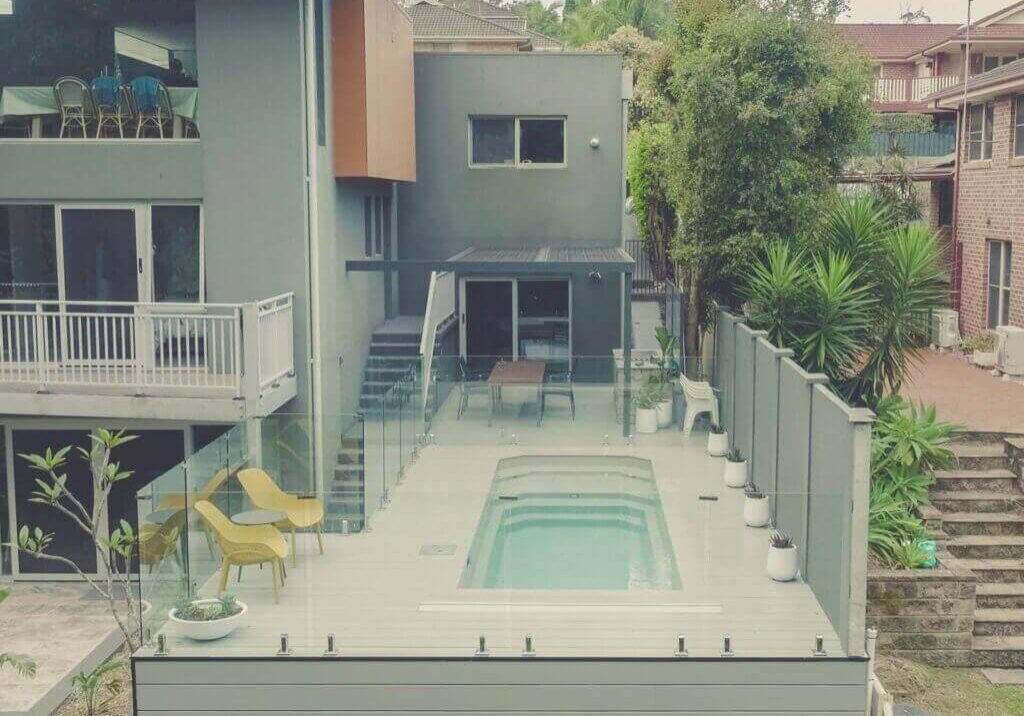 Pool Surrounds Landscaping Fletcher Aerial View Of Pool And Decking